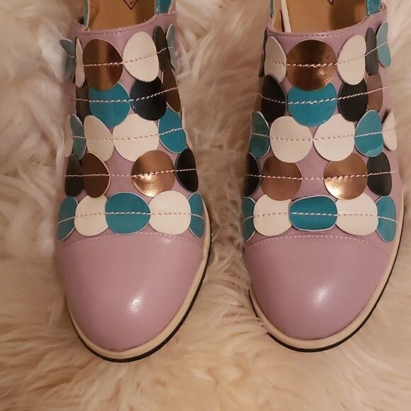 𝅺john Fluevog ATTIC TZIPORAH SLINGBACK WITH APPLIQUÉ size 11 - Picture 4 of 12